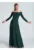 Rochie maxi verde – cu maneci lungi – decolteu mare – pliuri in zona pieptului – cusuta in talie – elastan 5% – poliester 95%