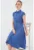 Rochie midi HiCCUP A cu guler camasa – nasturi – albastru inchis – textil