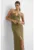 Rochie midi –  Decolteu incrucisat – Verde – Bumbac