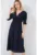 Rochie midi – HiCCUP – Decolteu in V – Textil – Bleumarin