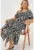 Rochie midi – HiCCUP – imprimeu floral – guler patrat – crapatura – negru – viscoza