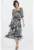 Rochie midi – HiCCUP – imprimeu – guler patrat – crapatura – negru – viscoza