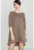 Rochie midi  K134 – asimetrica – eleganta – bej – poliester 95% – elastan 5%