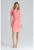 Rochie midi  M669 Koral – roz – poliester – maneca scurta