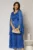 Rochie midi Scarlet albastra din voal peliculizat cu maneci ample si deolteu V
