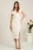 Rochie midi alba conica din voal satinat cu strasuri si nasturi- Leonard Collection