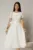 Rochie midi alba cu maneca scurta si curea in talie cu adaos de viscoza