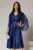 Rochie midi albastra de ocazie din satin si dantela