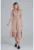 Rochie midi bej cu curea – maneci lungi – poliester 100% –