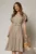 Rochie midi bej de zi din rayon cu decolteu V si curea in talie