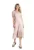 Rochie midi  bej – din bumbac – cu volane – maneci scurte – pentru vara