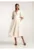 Rochie midi bej din in cu drapaje si maneci bufante Swan