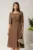 Rochie midi bej din voal in clos cu broderie florala pe talie