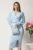 Rochie midi bleu conica cu margele la decolteu si curea in talie