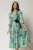 Rochie midi bleu cu imprimeu floral si cordon in contrast
