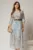 Rochie midi bleu cu imprimeuri din tencel
