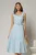 Rochie midi bleu din poplin cu nasturi si curea in talie