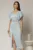 Rochie midi bleu din satin cu insertii de dantela