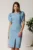 Rochie midi bleu din stofa cu croi conic si maneci tip lalea