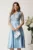 Rochie midi bleu din tafta in clos cu dantela la bust – Ella Collection Inna