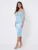 Rochie midi bleu din tul cu broderie frunză