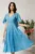 Rochie midi bleu din voal in clos cu strasuri in talie