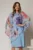 Rochie midi bleu eleganta cu capa din voal cu imprimeu floral