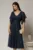 Rochie midi bleumarin din voal cu sclipici si decolteu in V