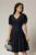 Rochie midi bleumarin din voal si cordon detasabil
