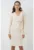 Rochie midi  bodycon cu decolteu in V – tricot – Fildes Natural –