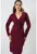 Rochie midi  bodycon cu decolteu in V – visiniu – fabricata din material elastic –