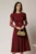 Rochie midi bordo cu maneci din dantela si cordon detasabil