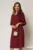 Rochie midi bordo de ocazie din voal cu aplicatie florala
