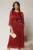 Rochie midi bordo de ocazie din voal peliculizat cu perle pe talie