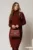 Rochie midi bordo din tricot cu guler intors
