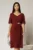 Rochie midi bordo din voal cu accesoriu in talie