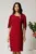 Rochie midi bordo din voal cu croi drept si accesoriu stralucitor la bust