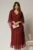 Rochie midi caramizie din matase clos si decolteu V