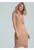 Rochie midi  casual – bej – cu decolteu plic – cusuta cu pliuri – viscoza – poliester