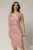 Rochie midi conica roz din tull cu paiete