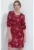 Rochie midi HiCCUP cu broderie florala – maneci trei sferturi – rosu – jerseu