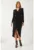 Rochie midi  cu decolteu in V – volane – negru – bumbac –