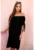 Rochie midi cu decolteu pe umeri si funda –