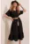 Rochie midi  cu guler si negru – poliester/lycra