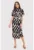 Rochie midi cu imprimeu abstract – Negru/Crem – DA1728 BLACK/CREAM
