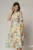 Rochie midi cu imprimeu floral in nuante de turcoaz si orange