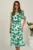 Rochie midi cu imprimeu verde din triplu voal in clos