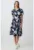 Rochie midi cu model floral si cordon in talie
