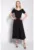 Rochie midi cu model uni si prindere in talie –