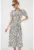 Rochie midi dama HiCCUP – imprimeu floral – viscoza – alb/negru